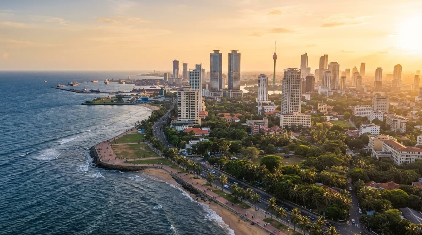 Colombo skyline at sunset